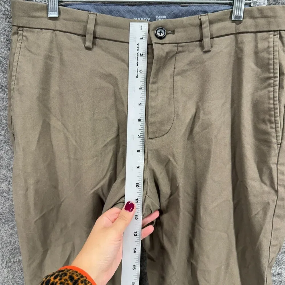 Old Navy Pants Men 34*34 Brown Mid Rise Chino Flaat Front Straight Pockets